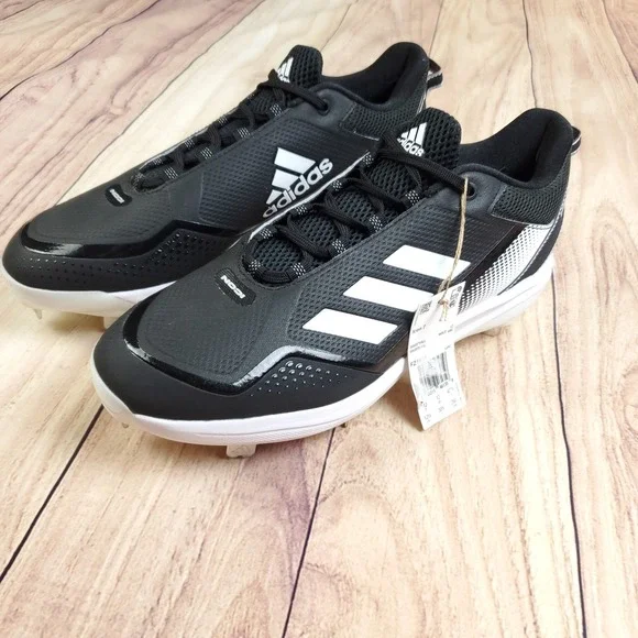 Adidas Icon 7 Baseball Cleats Mens 12.5 Black White Metal Low Top FZ1558 New - Picture 1 of 12